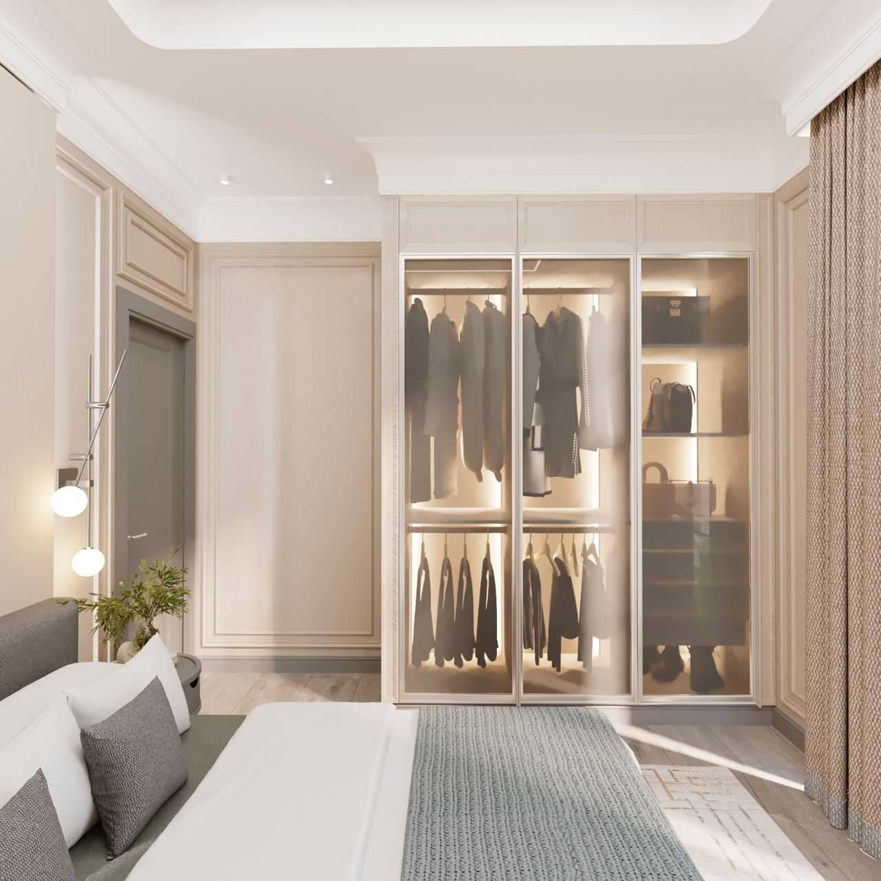 ITHAKA Homes — חדר שינה עם חדר ארונות, הדמיית עיצוב