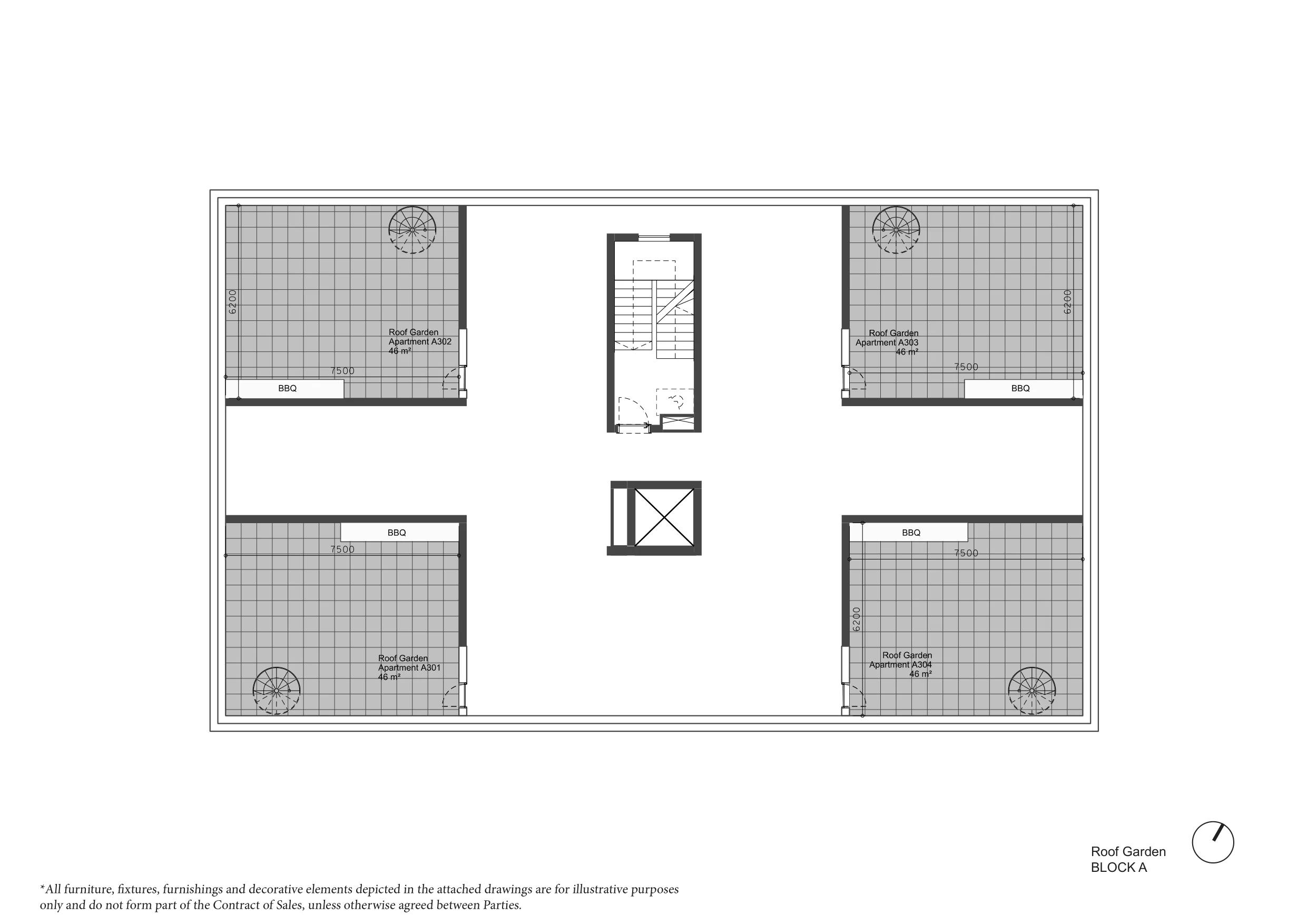 Penthouse A302 — roof garden plan