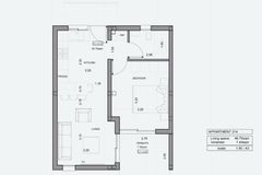 דירת חדר שינה אחד מס׳ 214 ב-ITHAKA Homes, פילה, לרנקה — תוכנית דירה