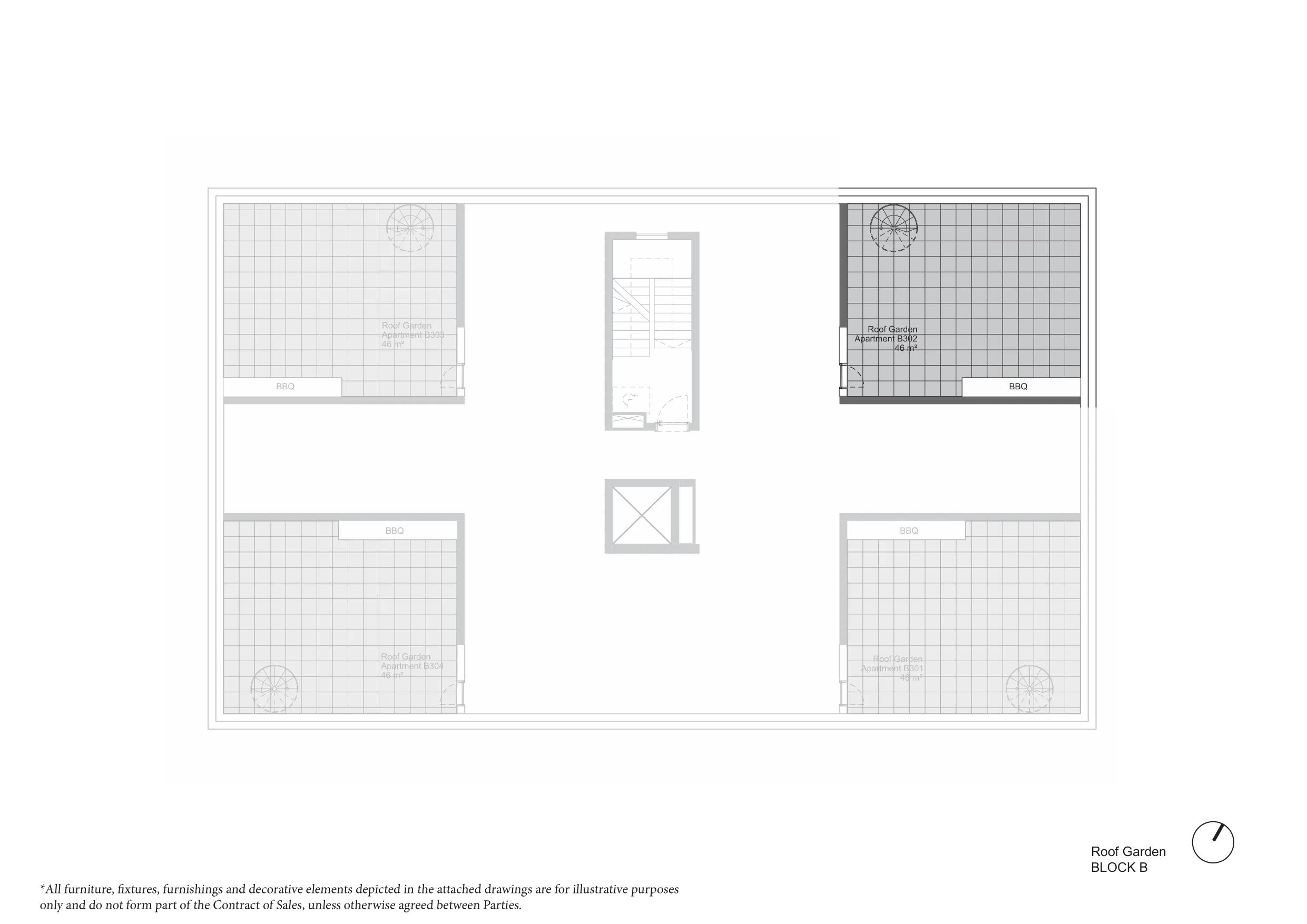 Penthouse B302 — roof garden plan