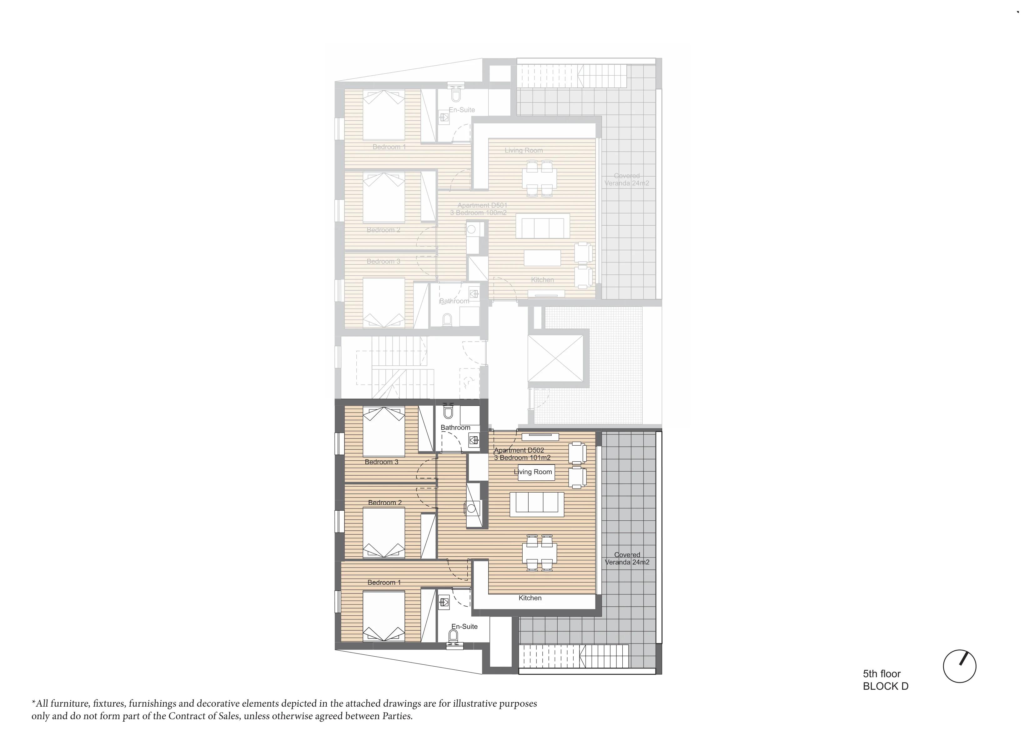 3-bedroom penthouse No. D502 in ARYA, Germasogeia, Limassol — floor plan