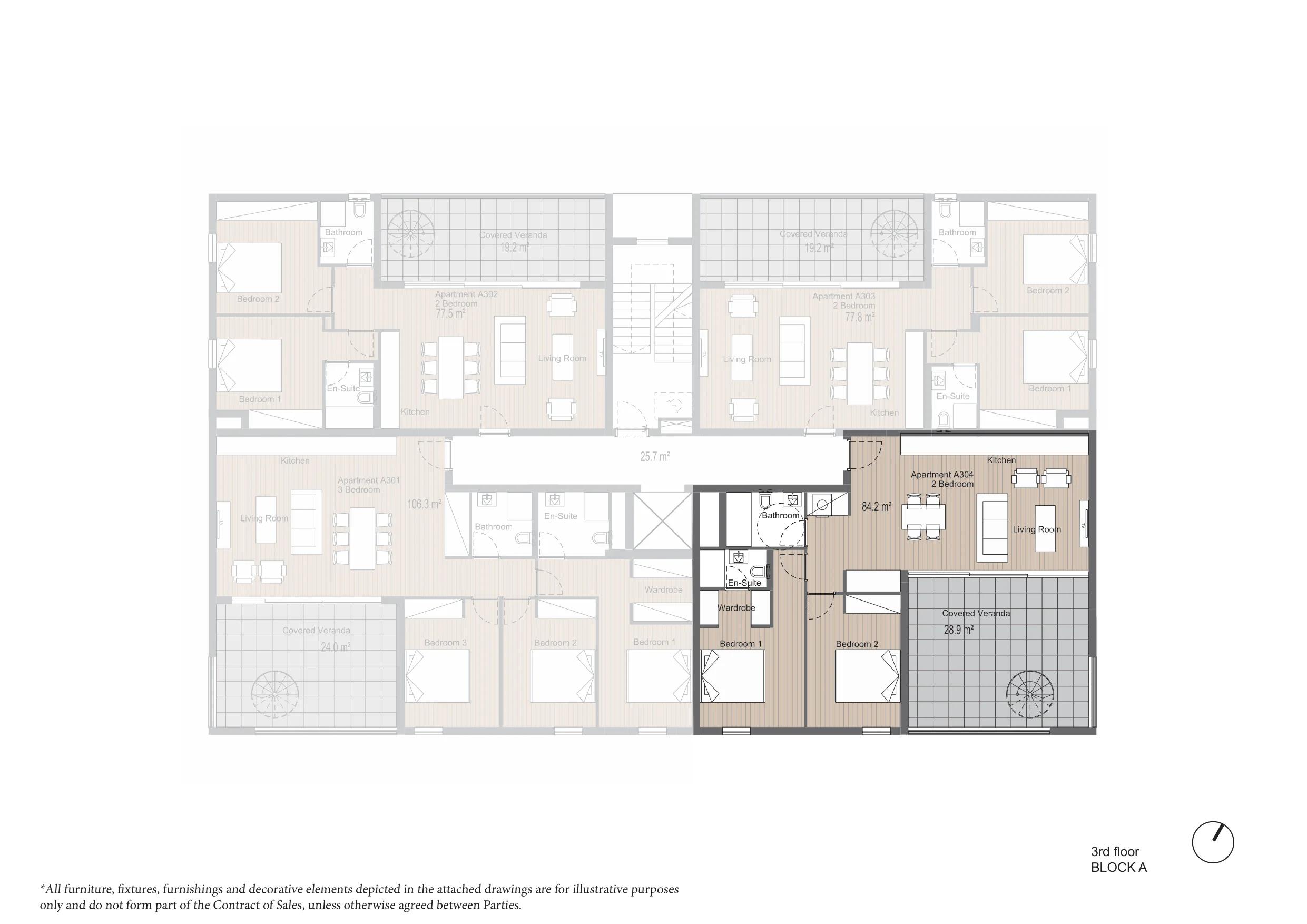 2-bedroom penthouse No. A304 in ARYA, Germasogeia, Limassol — floor plan