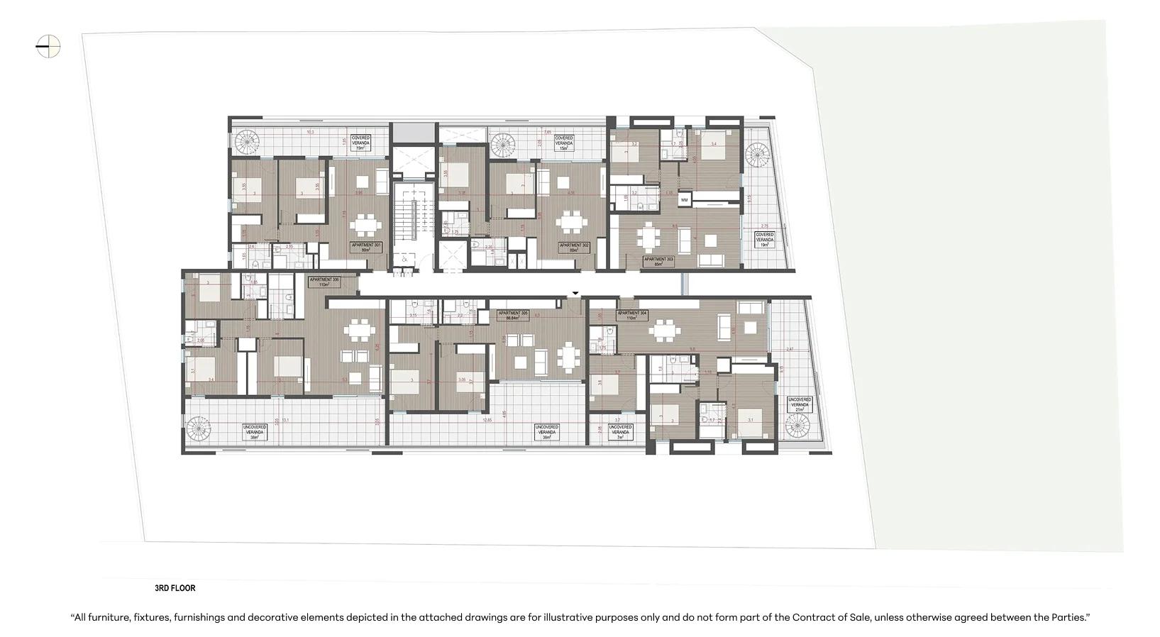 2-bedroom penthouse No. 303 in LYNEA, Linopetra, Limassol — floor plan