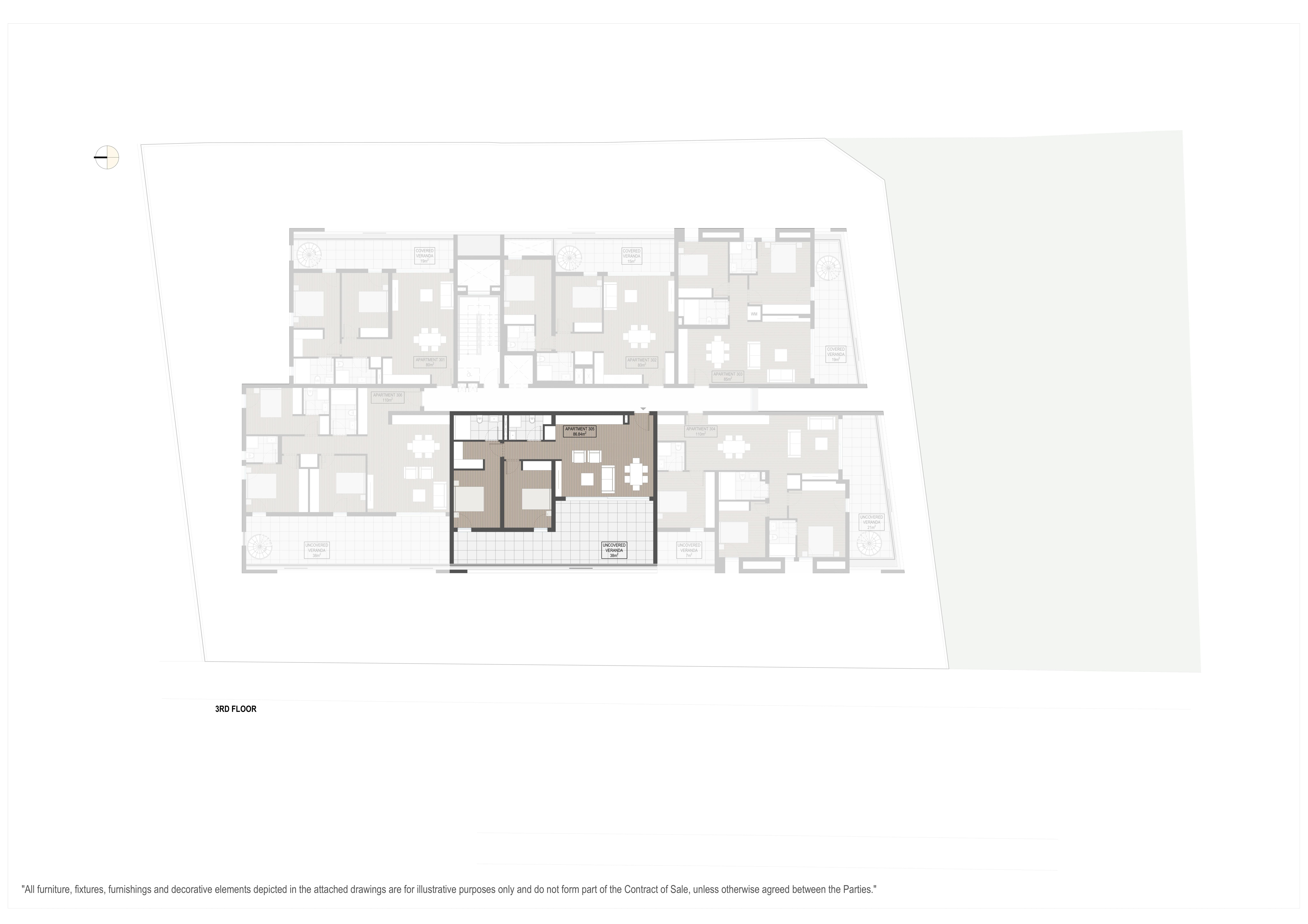 2-bedroom penthouse No. 305 in LYNEA, Linopetra, Limassol — floor plan