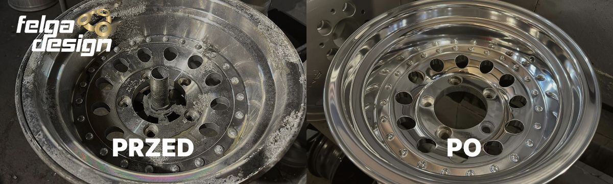 Efekt renowacji felgi, przed i po - Felga Design Zabrze