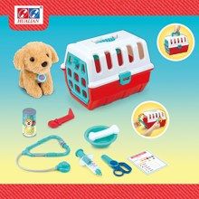 A pretend-play veterinarian set with a plush dog, carrier and toy medical tools