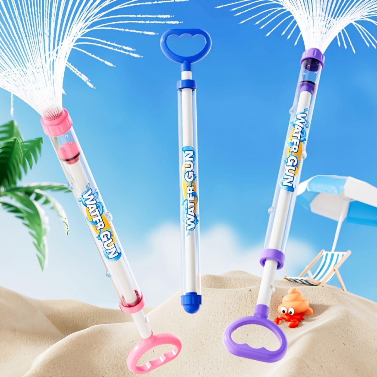 A colorful firework-shaped outdoor water-spraying toy observed on Temu US
