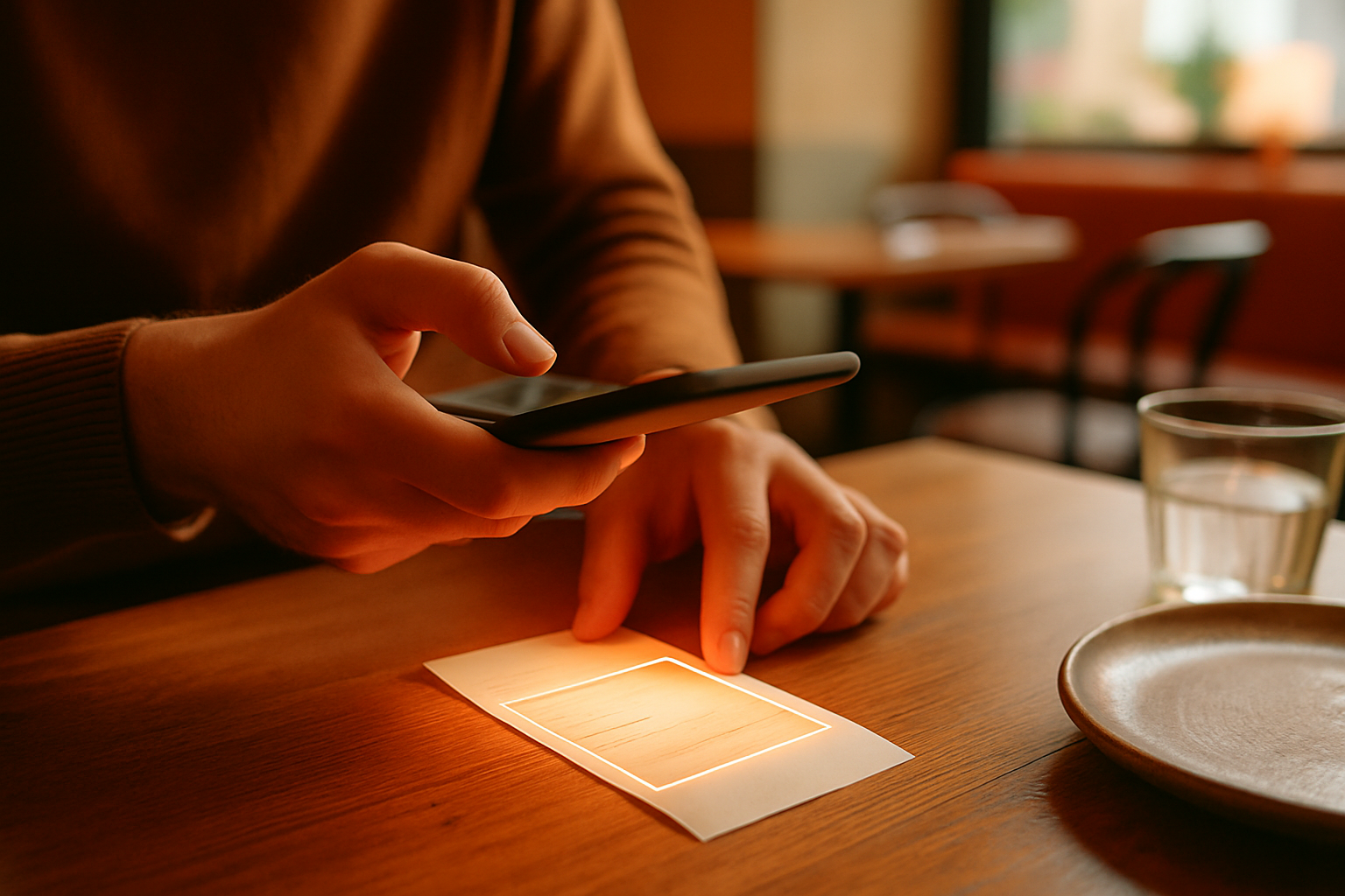 Masadaki kağıt faturayı tarayan akıllı telefon, dijitalleştirme