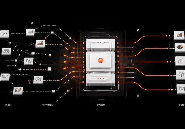 Illustration of AI agent platform managing workflows across email, CRM, documents, and approvals with centralized governance
