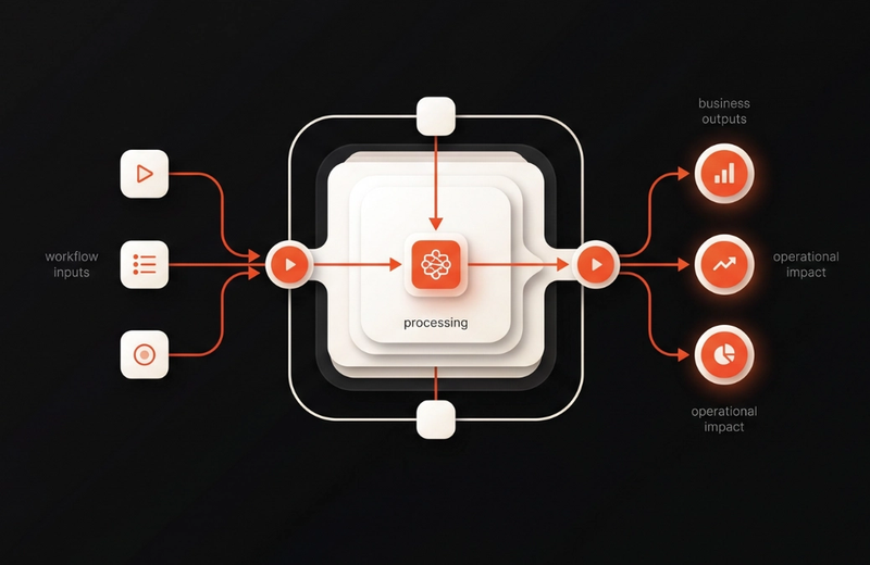 Business team evaluating AI strategy with ROI metrics, workflow mapping, and decision-making for funding approval