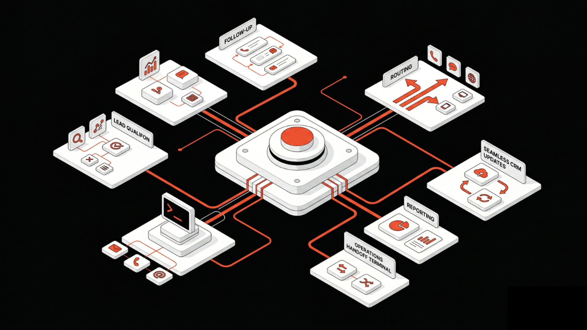Illustration of multi-agent AI workflow with orchestrator, specialist agents, tool integration, and state management
