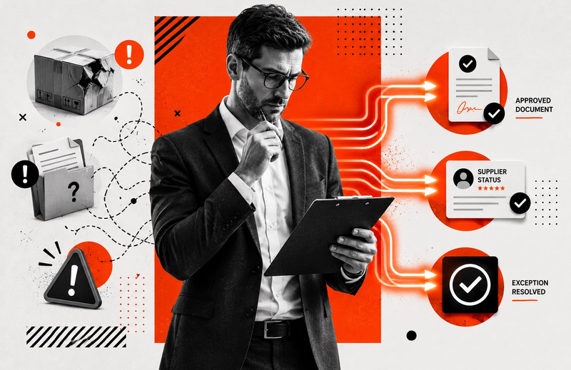 Featured image for How to Implement AI in Supplier Exception Management: A Practical Workflow Build Guide showing the main business workflow and AI use case.