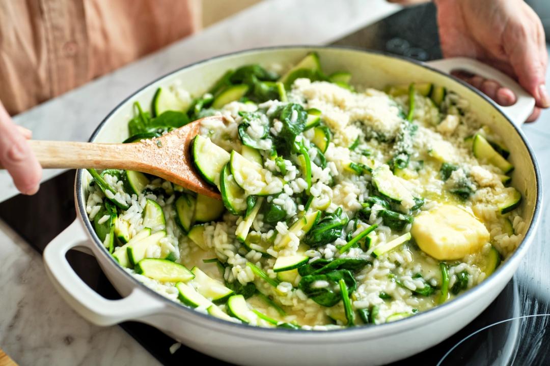 Green Risotto with Herby Chorizo Crumbs