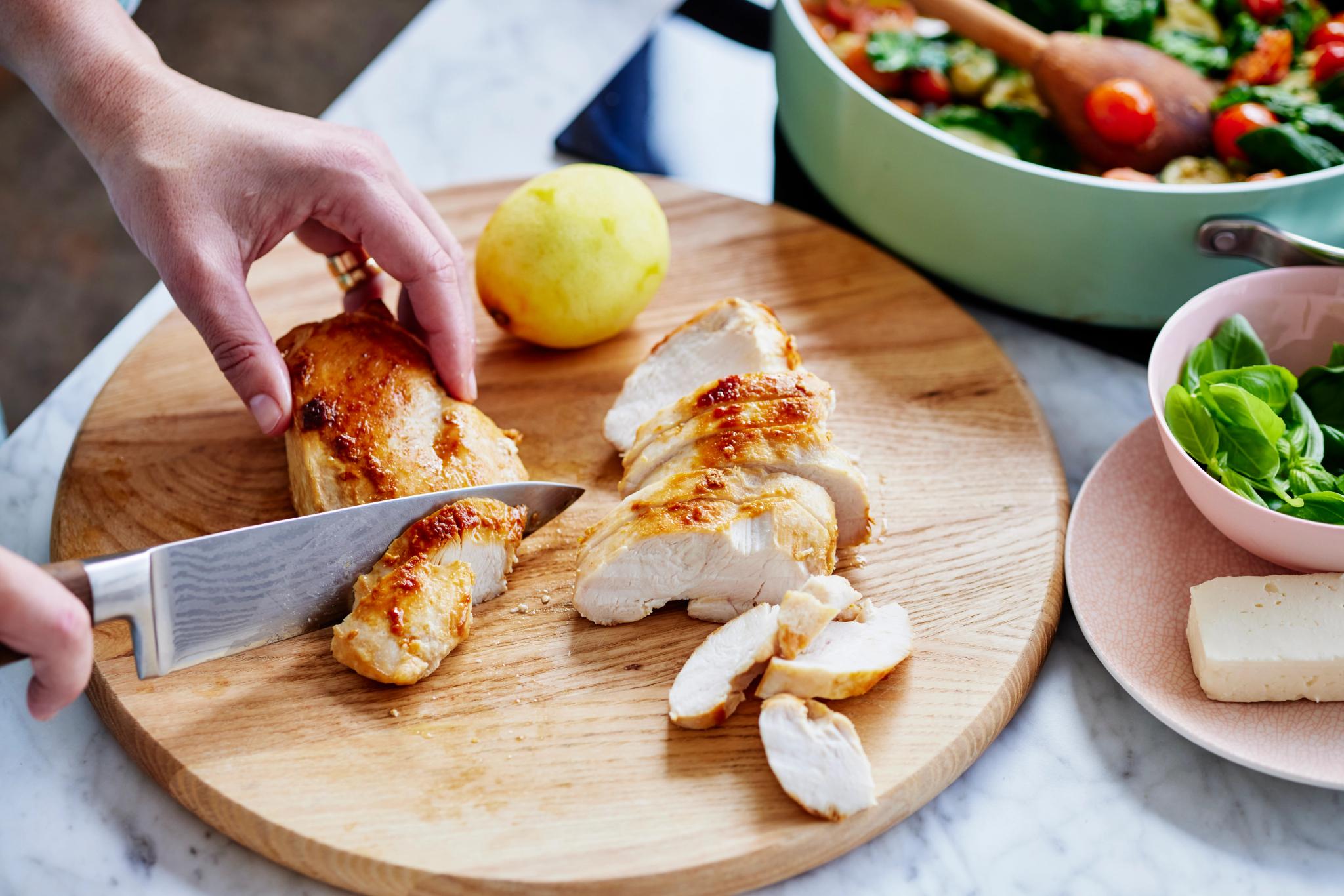 Chicken with Blistered Tomatoes, Zucchini and Basil