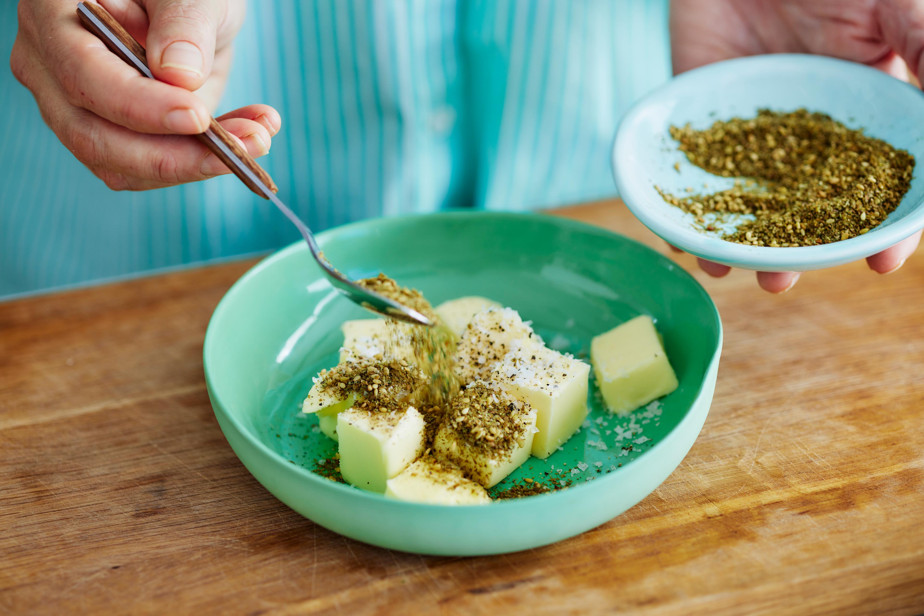 Za'atar Chicken with Cucumber, Chickpea and Tahini Slaw