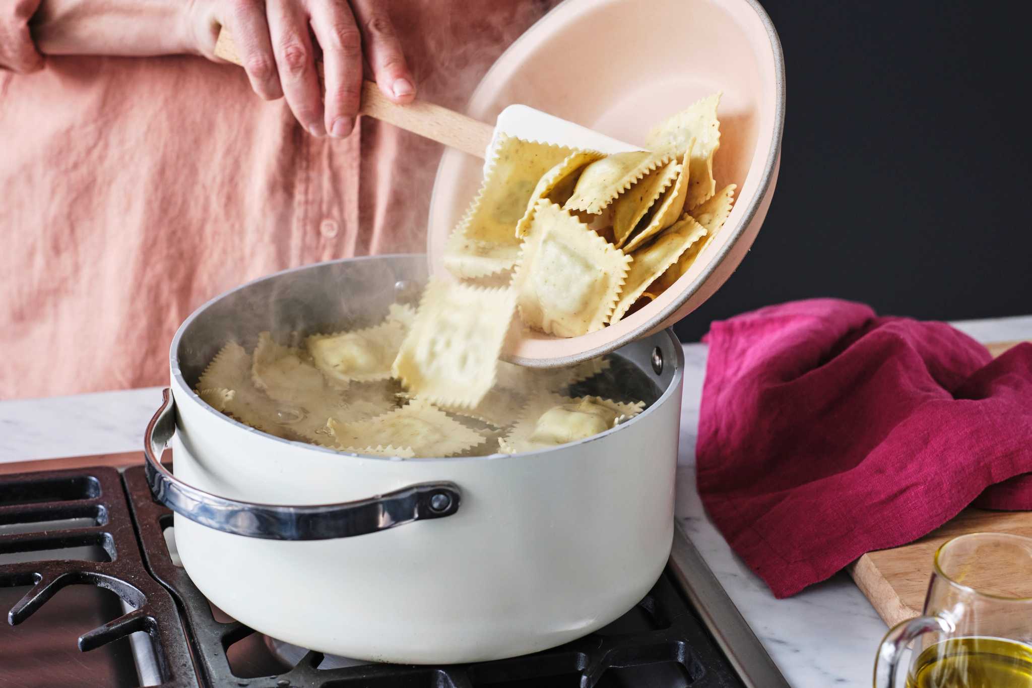 Spinach and Feta Ravioli with Zucchini, Lemon and Dill