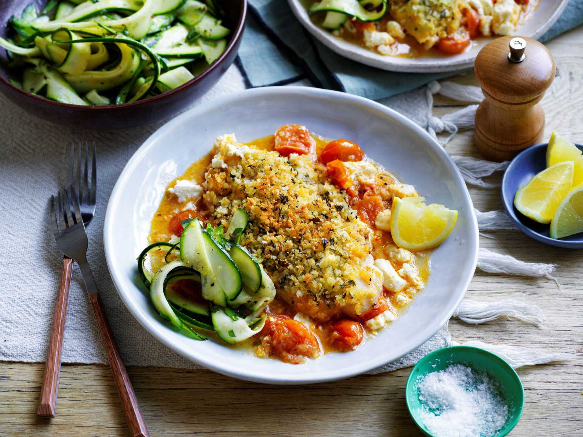 Herb-Crumbed Fish Saganaki