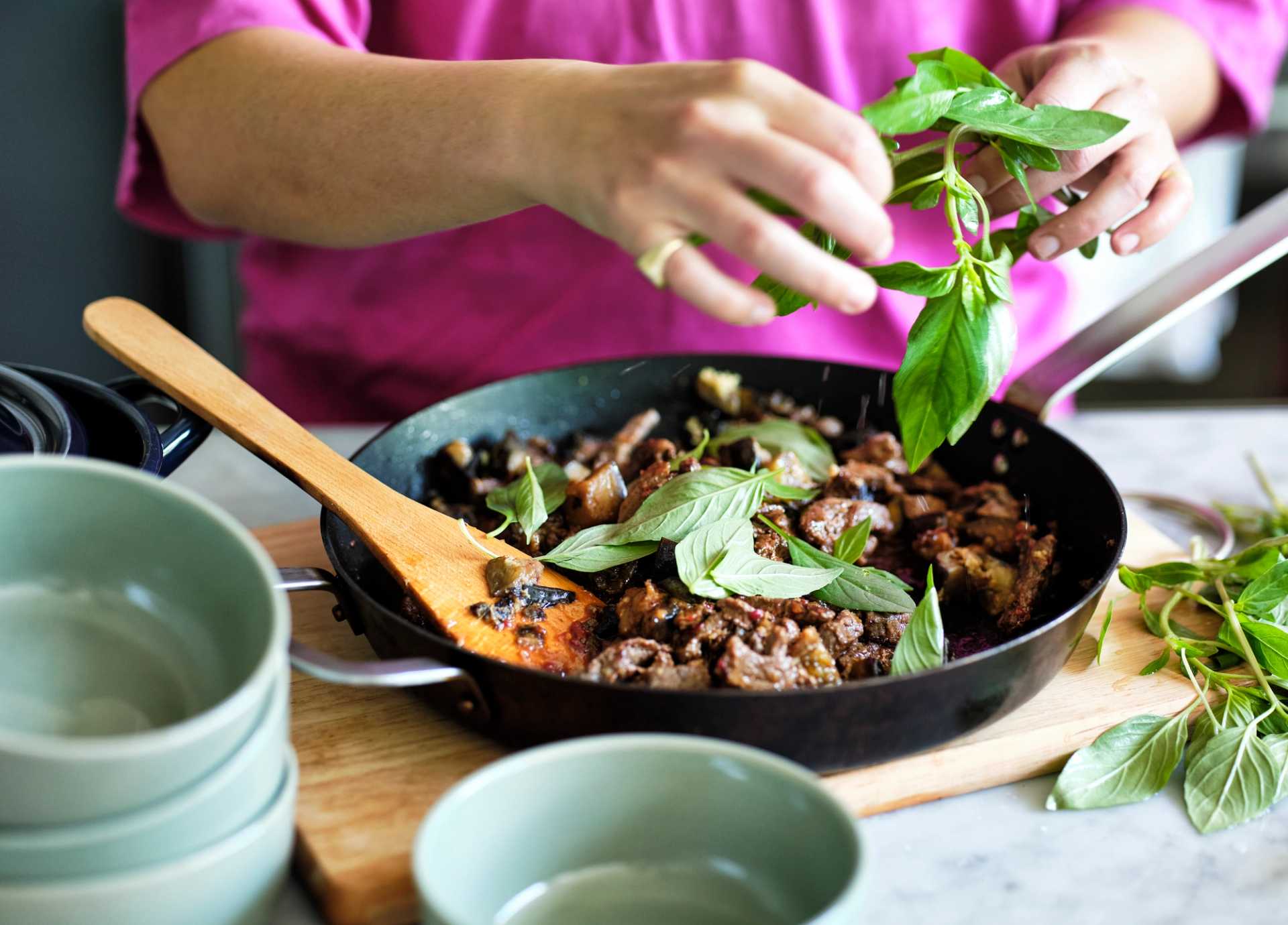 Beef and Eggplant Stirfry with Rice