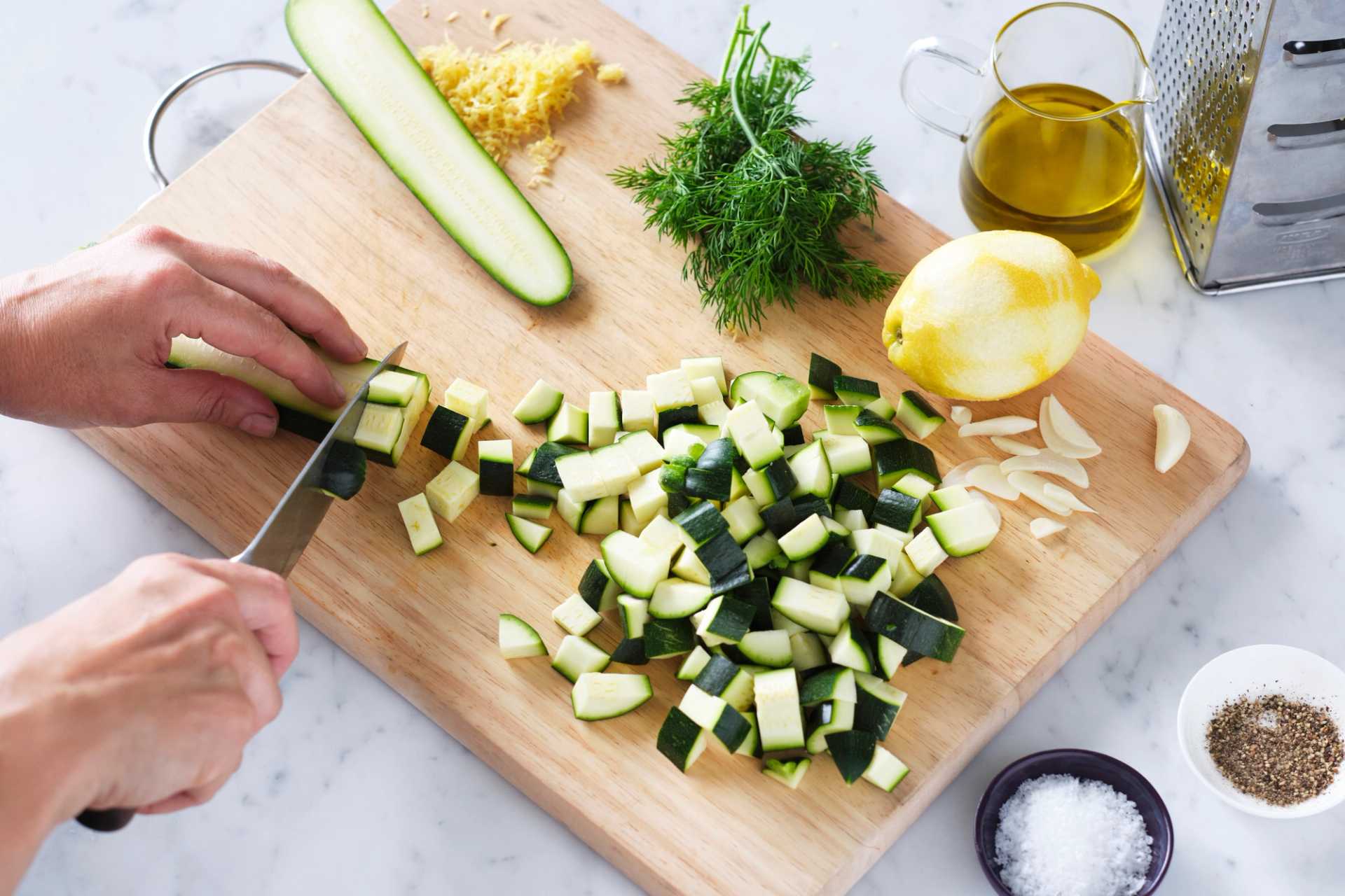 Spinach and Feta Ravioli with Zucchini, Lemon and Dill