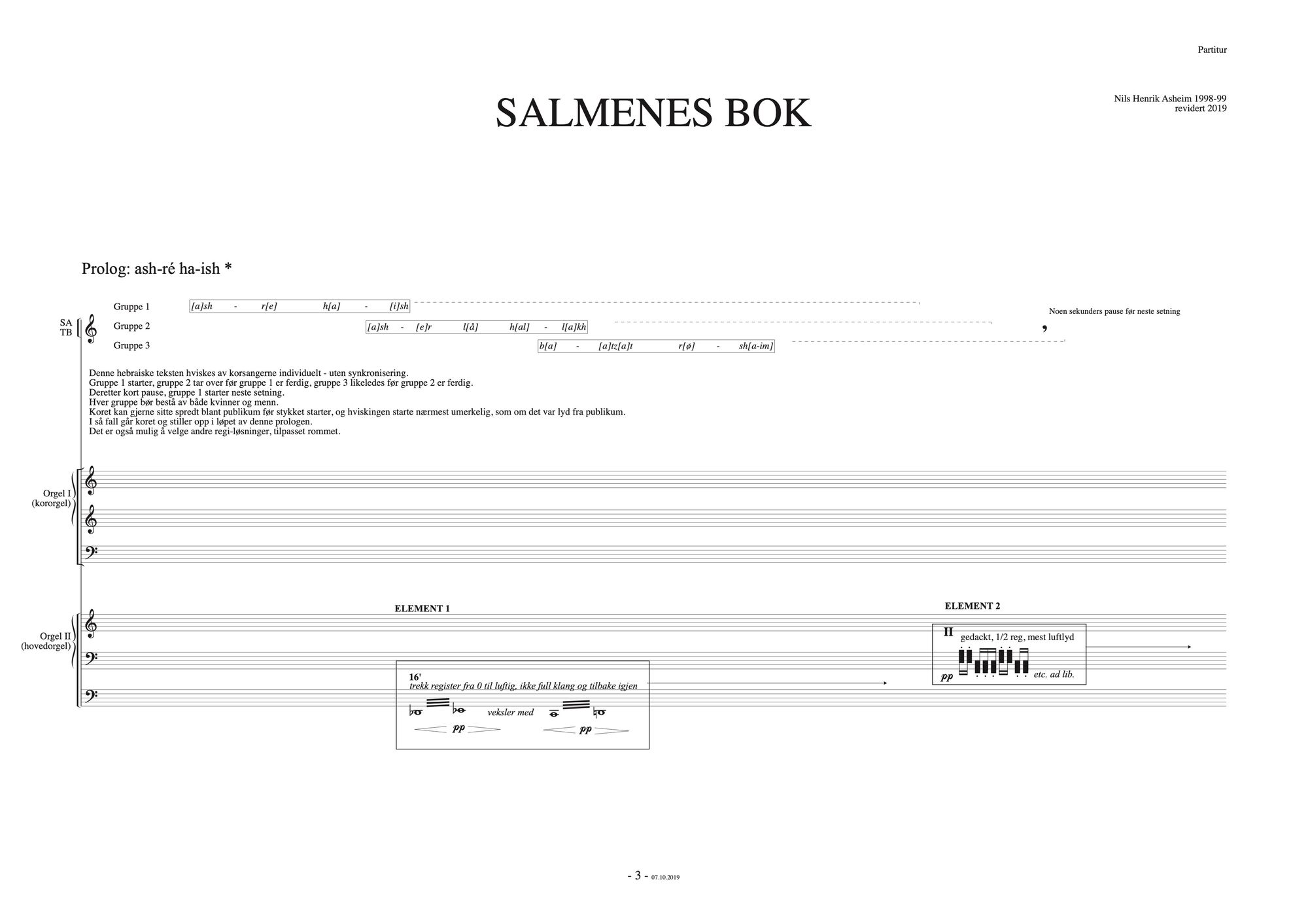First page of score Salmenes bok
