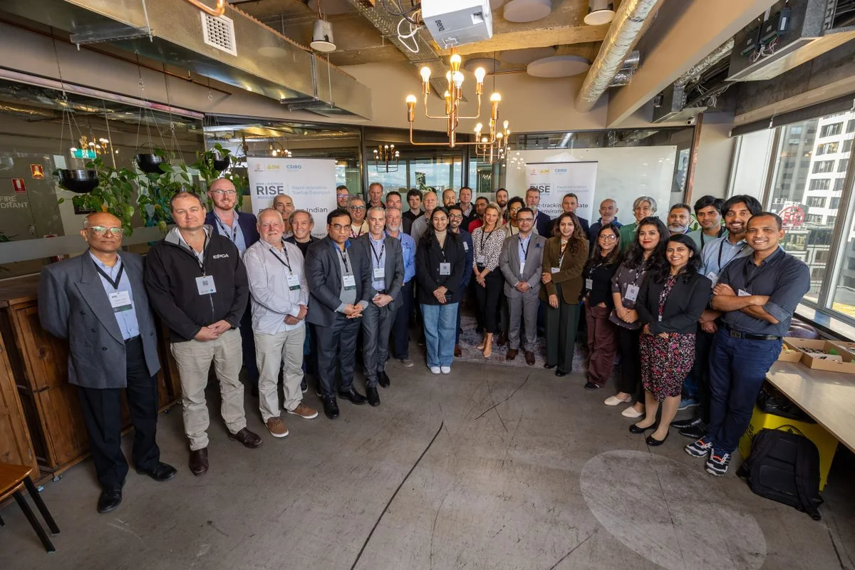 The RISE Accelerator cohort, founders and guests, gathered for a group photo