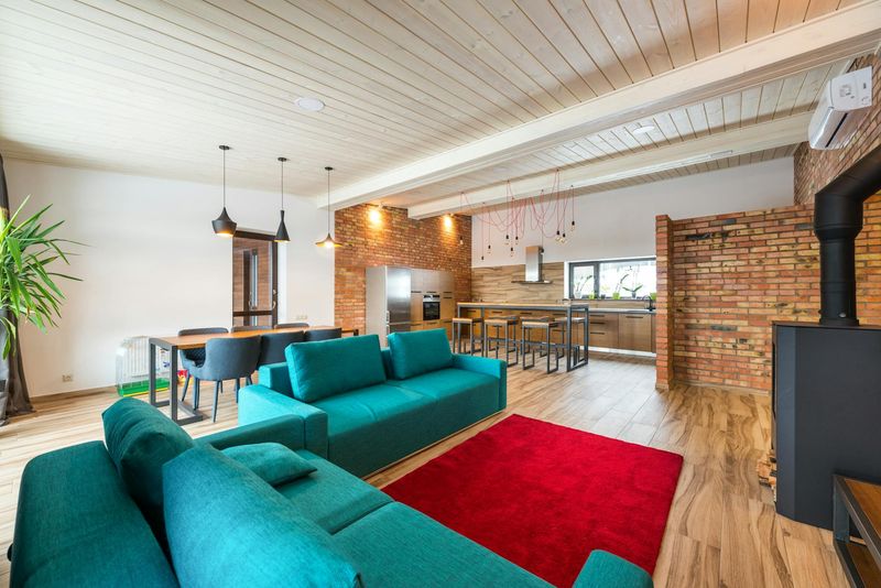 Open concept living space with custom finishes