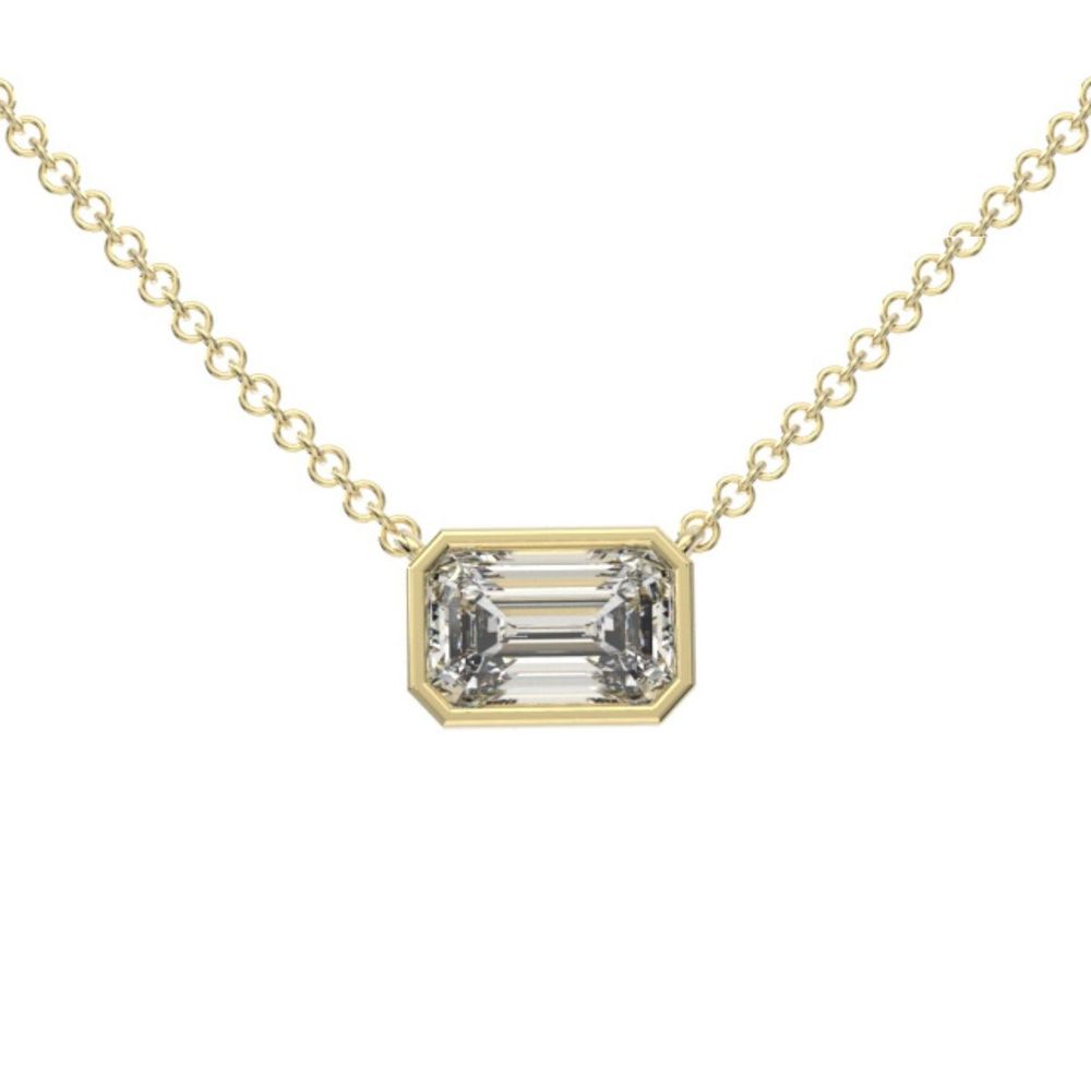 1.12Ct Emerald Diamond Pendant Necklace · 1.12 ct, Emerald Cut, F colour, SI1 clarity, EGL certified, Yellow Gold
