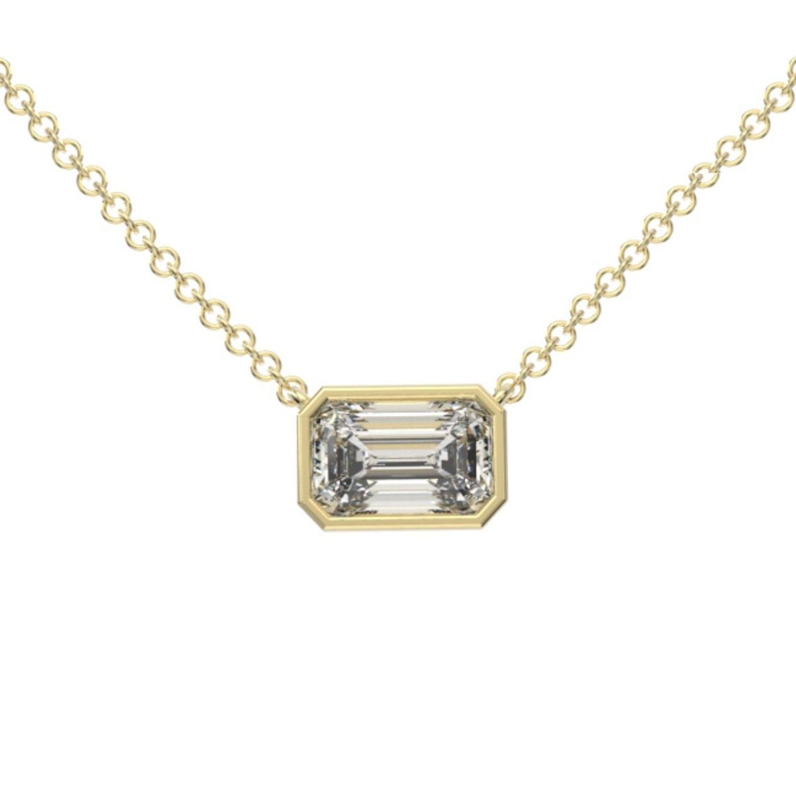 1.12Ct Emerald Diamond Pendant Necklace · 1.12 ct, Emerald Cut, F colour, SI1 clarity, EGL certified, Yellow Gold