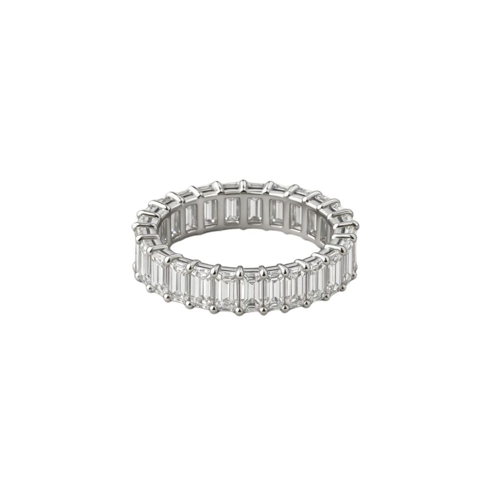 4.22Ct Emerald Eternity Diamond Ring · 4.22 ct, Emerald Cut, F-G colour, VS clarity, 18Kt White Gold / Yellow Gold