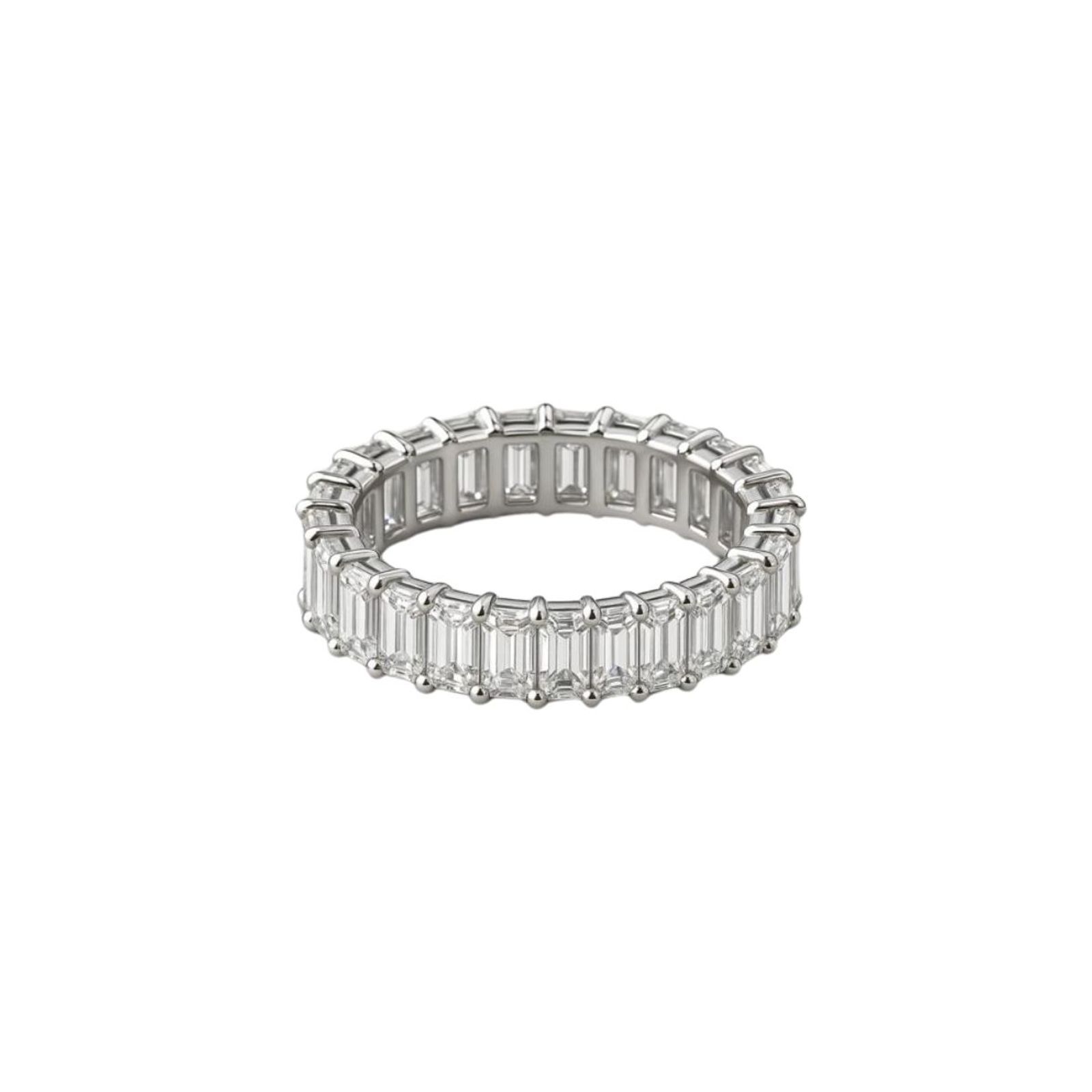 4.22Ct Emerald Eternity Diamond Ring · 4.22 ct, Emerald Cut, F-G colour, VS clarity, 18Kt White Gold / Yellow Gold