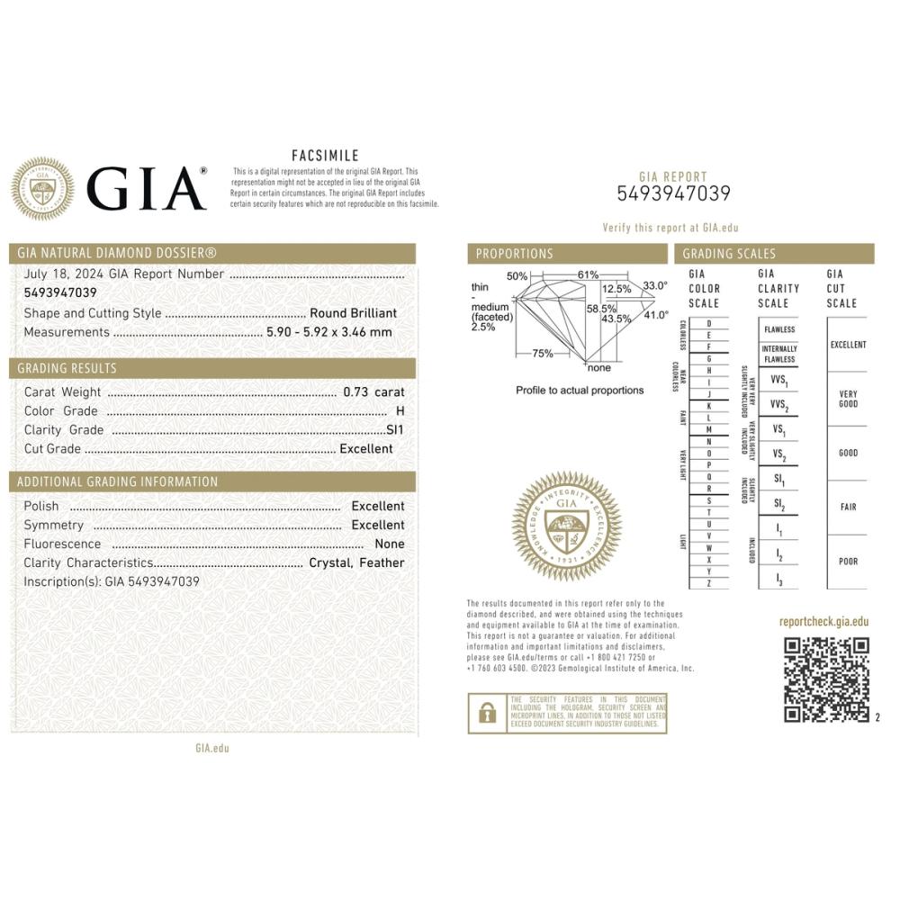 GIA 0.70Ct I I1 · 0.70 ct, I colour, I1 clarity, GIA certified