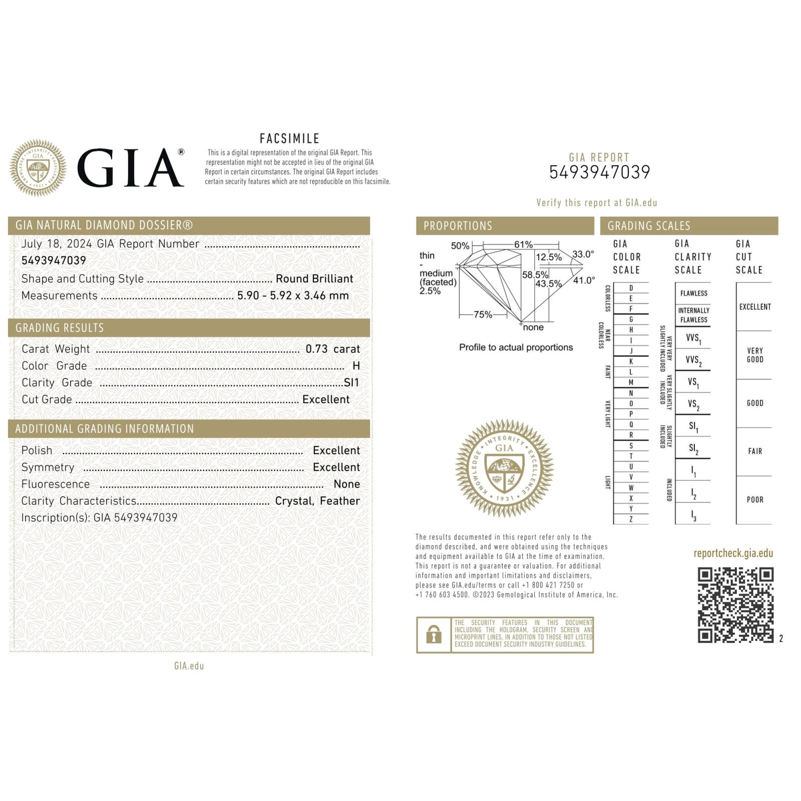 GIA 0.70Ct I I1 · 0.70 ct, I colour, I1 clarity, GIA certified