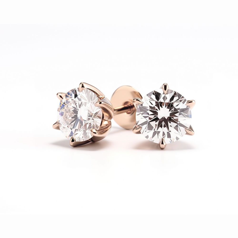 1.13Ct Diamond Stud Earrings 6 Claw · 1.13 ct, Round Brilliant, M colour, S1 clarity · alternate angle, photographed at the Bedfordview viewing room