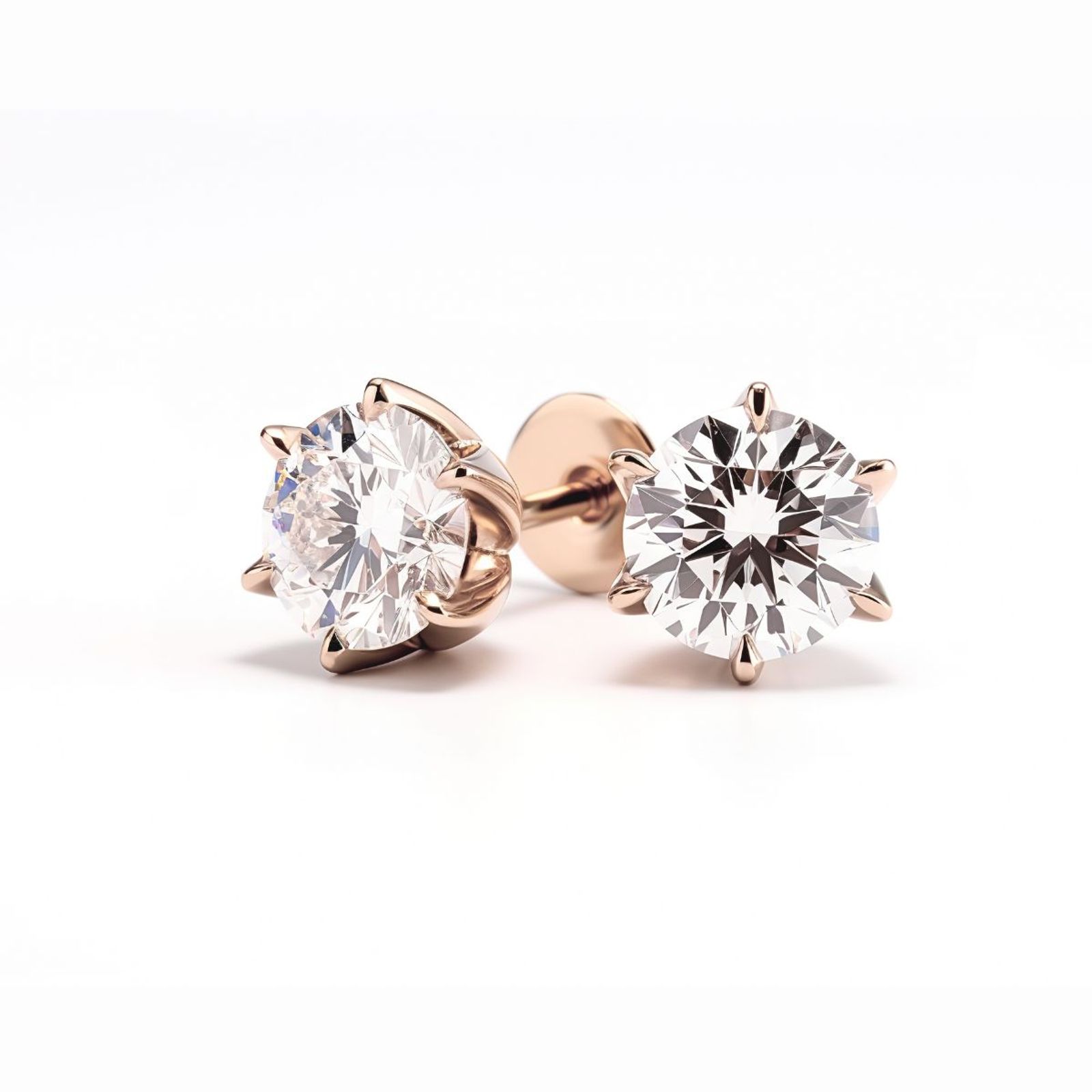 1.13Ct Diamond Stud Earrings 6 Claw · 1.13 ct, Round Brilliant, M colour, S1 clarity · alternate angle, photographed at the Bedfordview viewing room