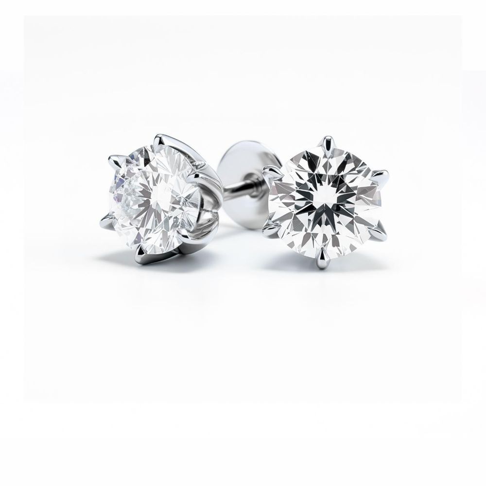1.50Ct Diamond Stud Earrings 6 claw · 1.50 ct, Round Brilliant, G-H colour, I1 clarity · alternate angle, photographed at the Bedfordview viewing room