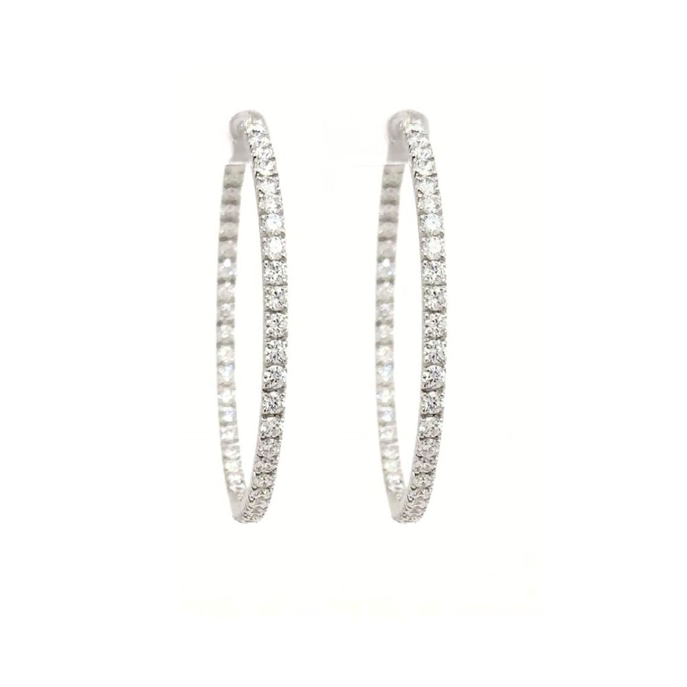 5.98Ct Diamond Hoop Earrings · 5.98 ct, Natural Round Brilliant, 18Kt White Gold 21.5gr