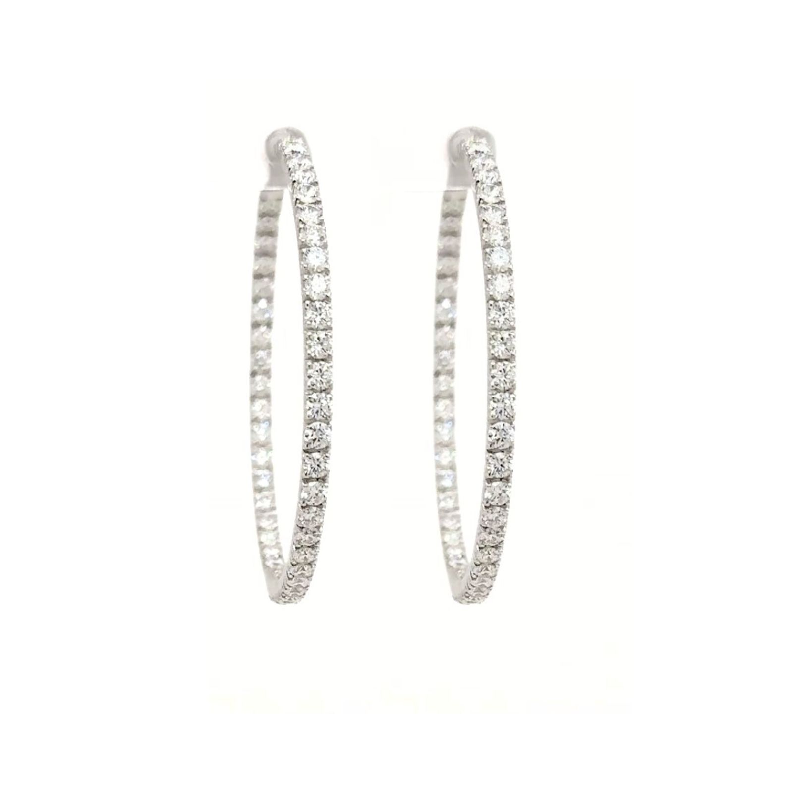 5.98Ct Diamond Hoop Earrings · 5.98 ct, Natural Round Brilliant, 18Kt White Gold 21.5gr
