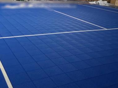 Un terrain tennis-basket dans le jardin, avec logo de famille