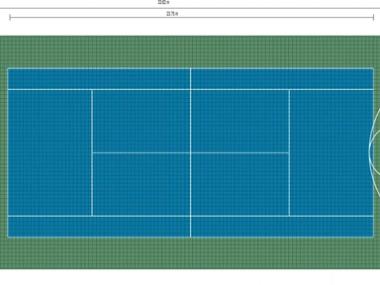 Un terrain tennis-basket dans le jardin, avec logo de famille