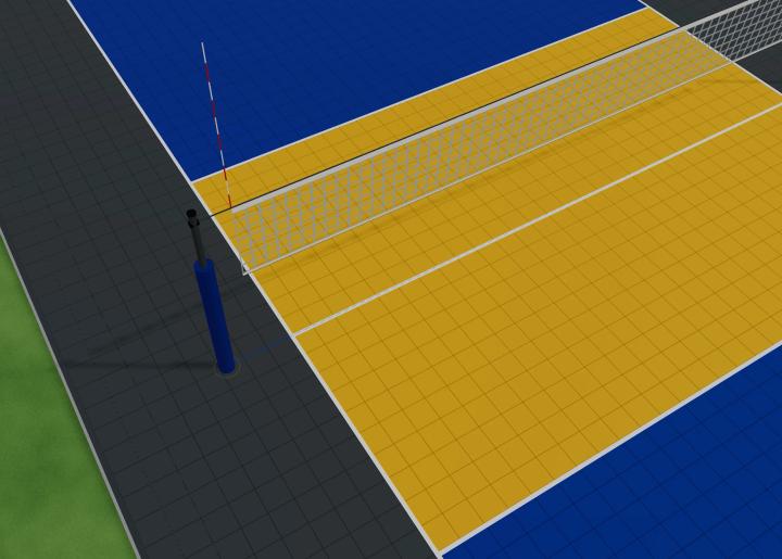 Volleyball court dimensions and the free zone