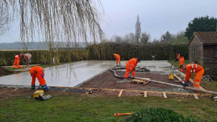 Building a concrete sport court sub-base