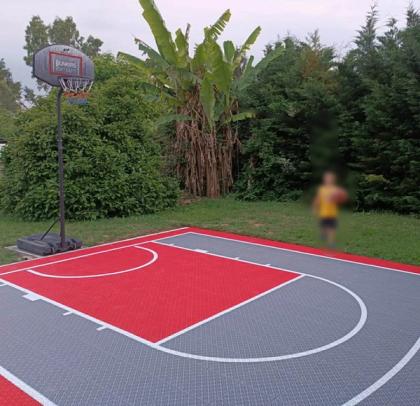 Un demi-terrain de basket dans les Landes