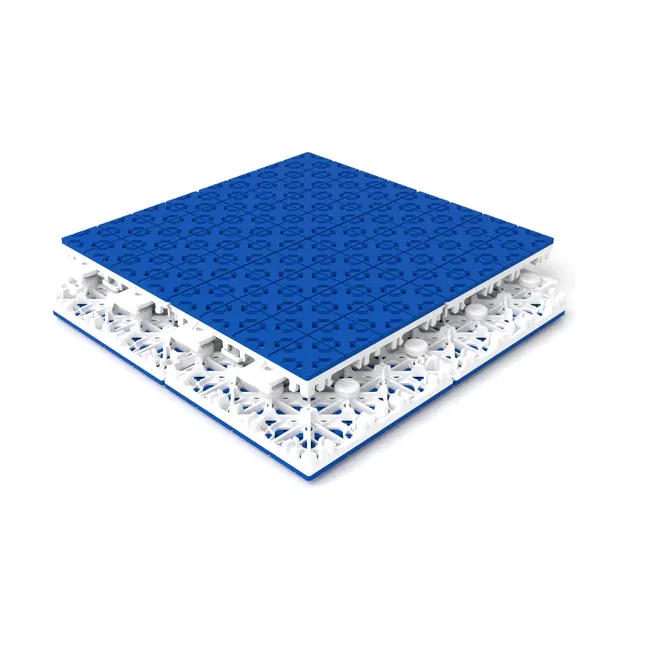 Two Super X tiles in Trinidad Blue, the lower one inverted to show the structural underside