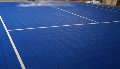 Un terrain tennis-basket dans le jardin, avec logo de famille
