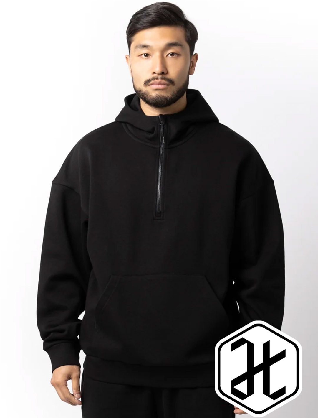 Custom JUST LIKE HERO Drop Shoulder Scuba 1/2 Zip Hoodie 4220