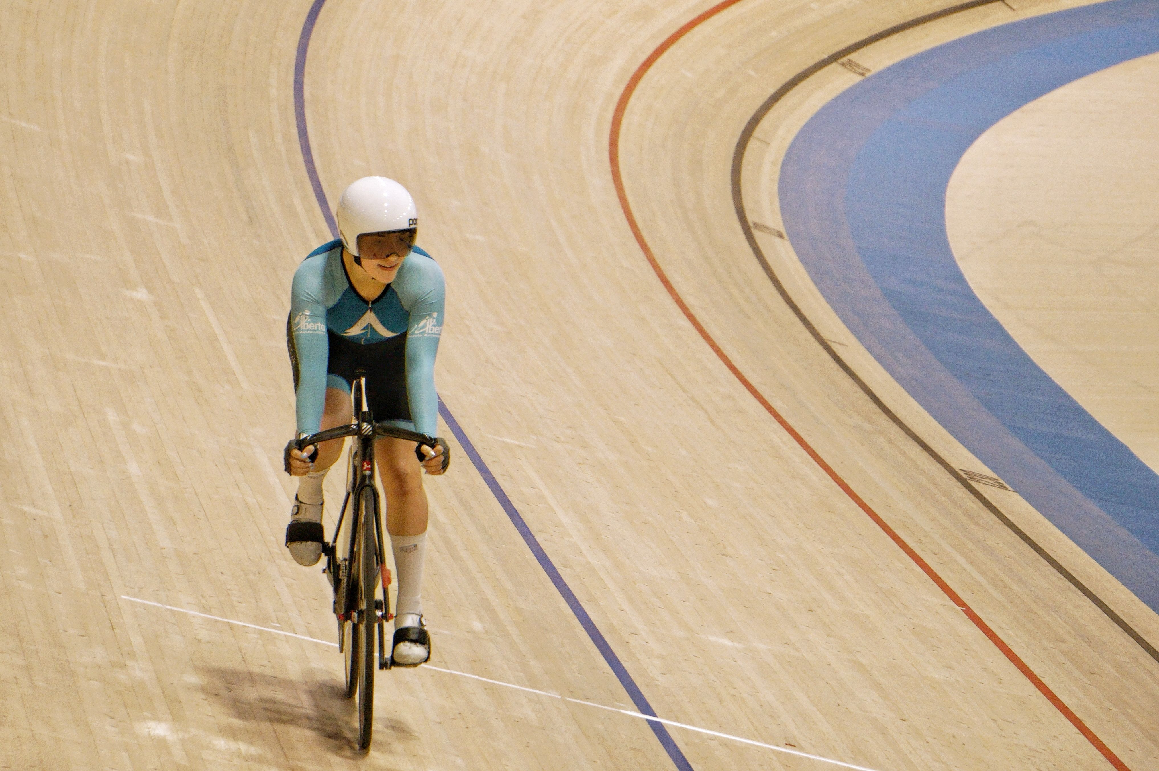 A Team Alberta rider on the track