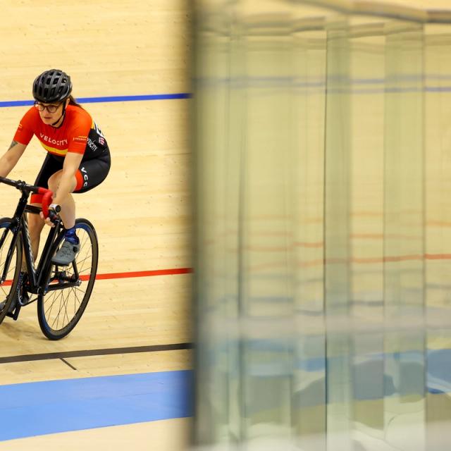 A rider rolls onto the track for the first time