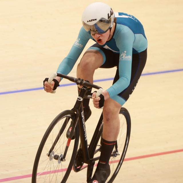 A Team Alberta rider on the track