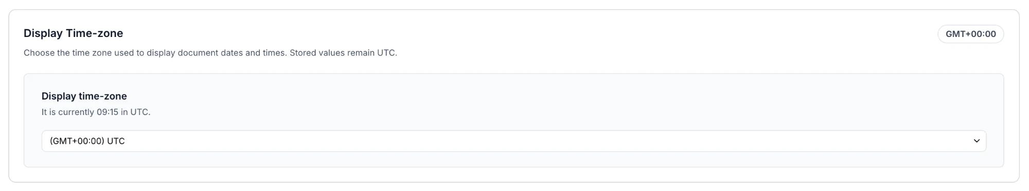 Display time-zone setting in Account Settings
