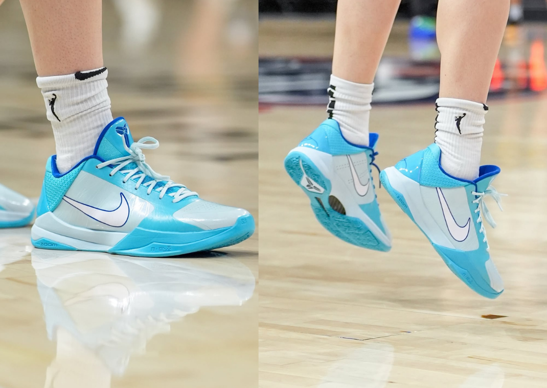 冰藍與純白的清爽碰撞!Caitlin Clark 曝光全新專屬戰靴 Nike Kobe 5 Protro PE "Midwest Lakes" 首度亮相